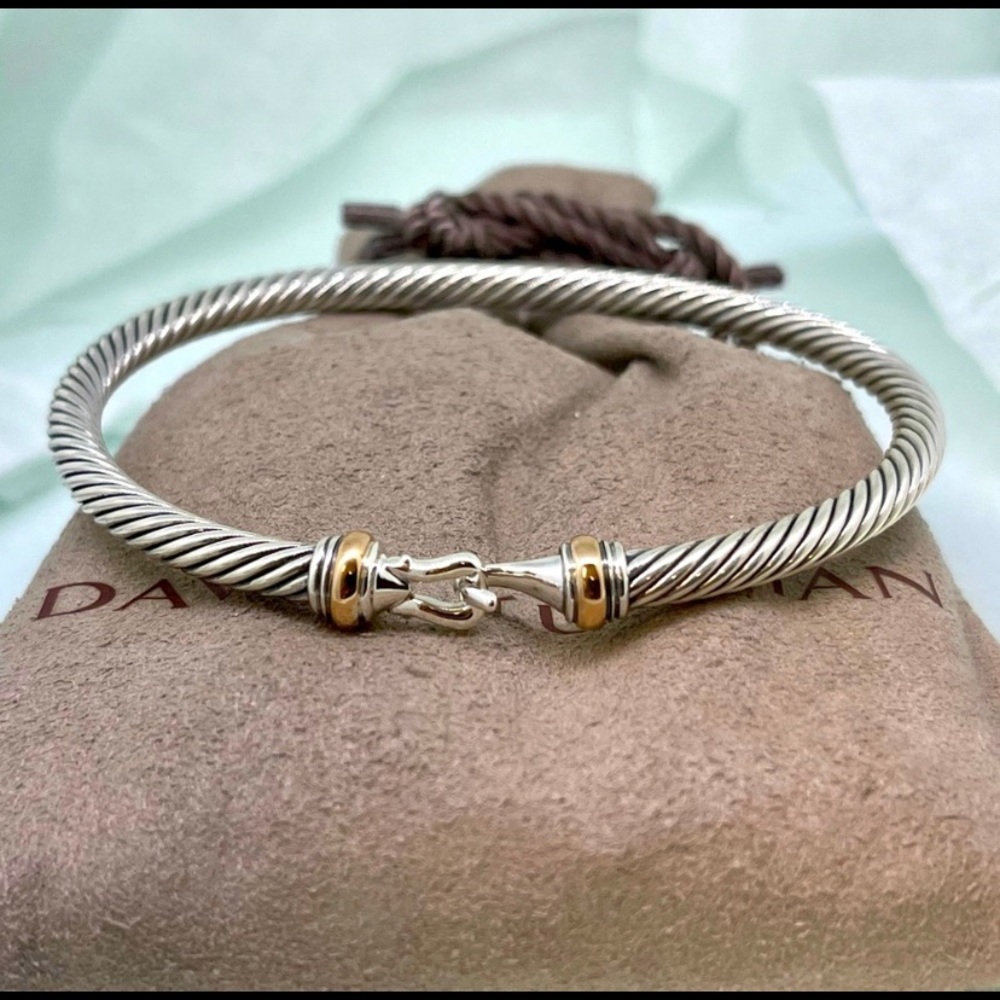David Yurman 4mm Cable Buckle Bracelet 18k Gold
